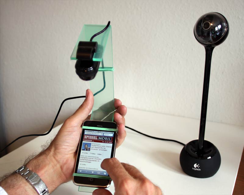 Mobile Usabiliy - Test mit Kamera am Handy montiert